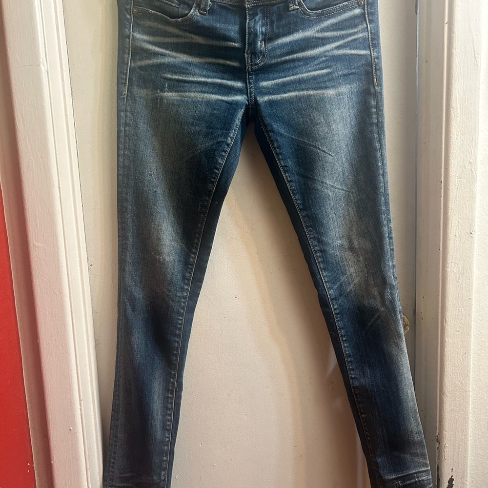 Buckle Blue Skinny Jeans with Vintage Wash